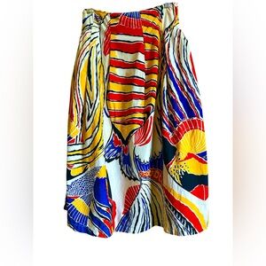 Albert Nipon Vintage Red and Blue Knee-Length Skirt. Size Medium. EUC
